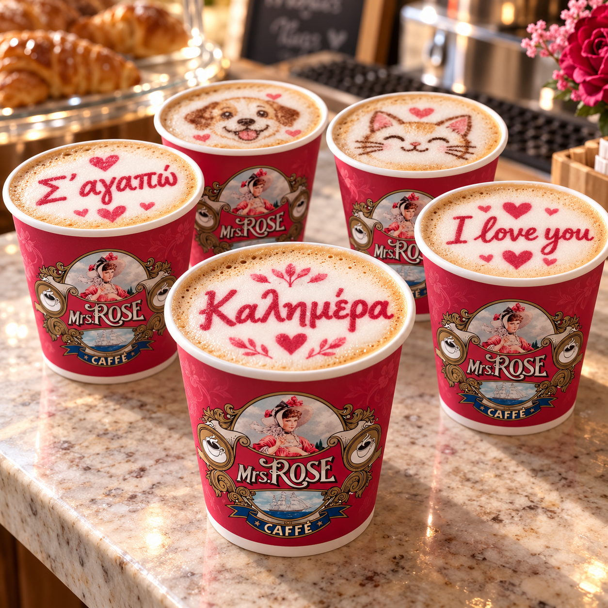 Printed Mrs Rose template coffees